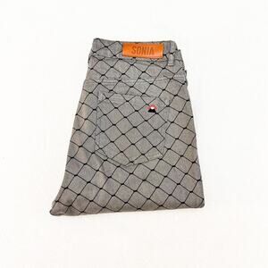 Sonia Rykiel Gray Chain Link Patterned Slim Leg Denim Jeans Size 38